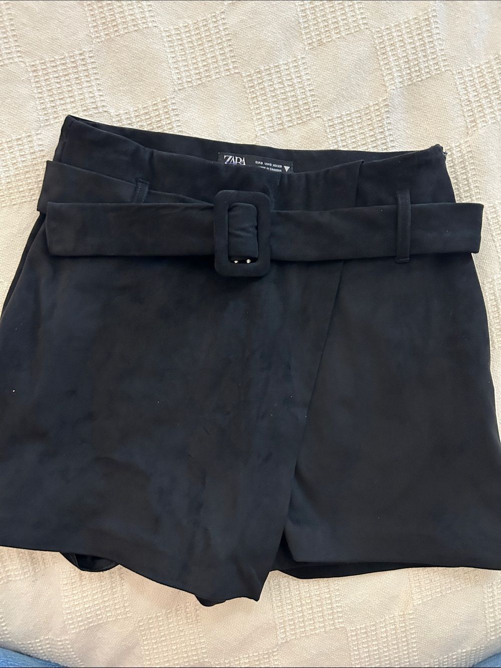 Zara skort featuring a high-waisted design, faux suede material, size small